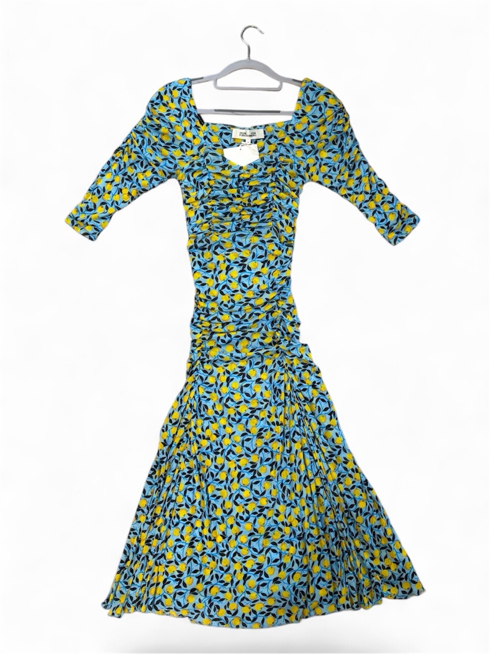 Diane Von Furstenberg Blue and Yellow Floral Maxi Dress